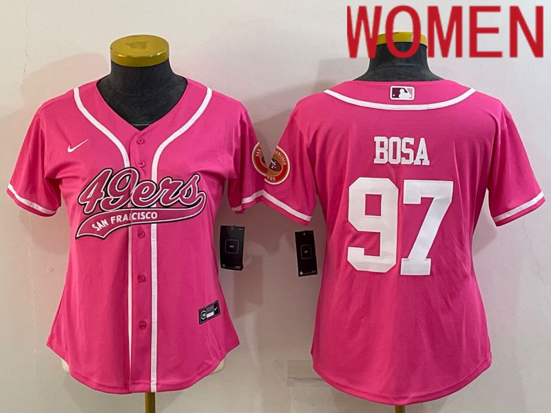 Women San Francisco 49ers 97 Bosa Pink 2022 Nike Co branded NFL Jerseys
